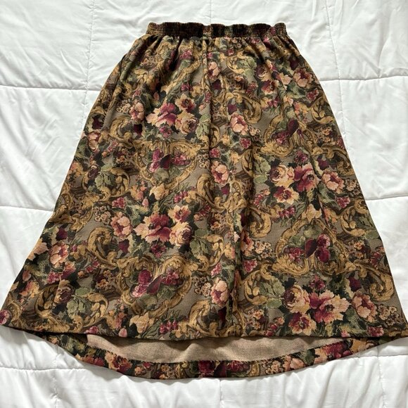 Vintage Maxi Skirt Pockets Womens Brown Floral Boho Fairy Grunge Peasant 90s - Picture 9 of 10